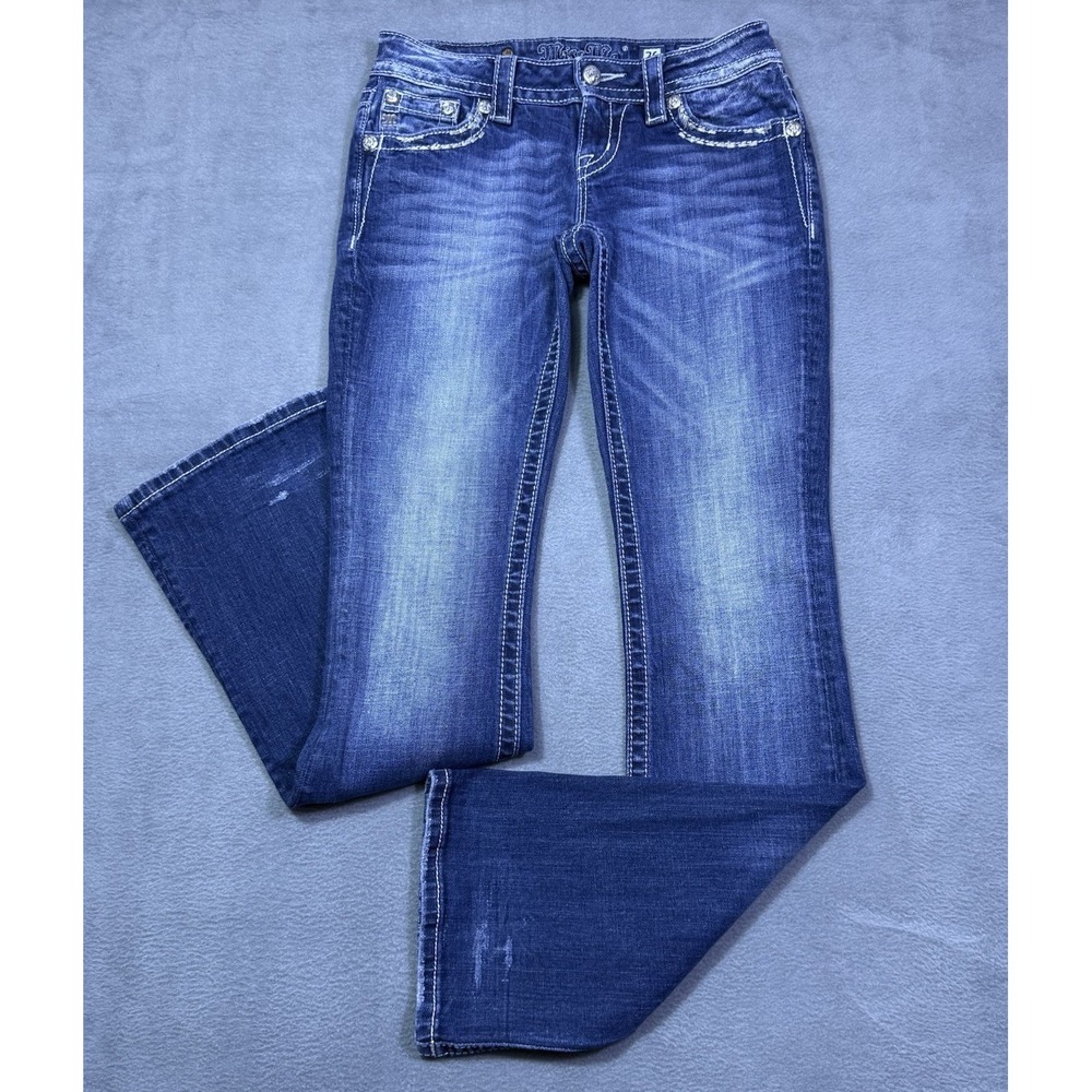 Miss Me Jeans Womens 26x34 Relaxed Bootcut Lowrise Slim Studded Y2K USA Boho